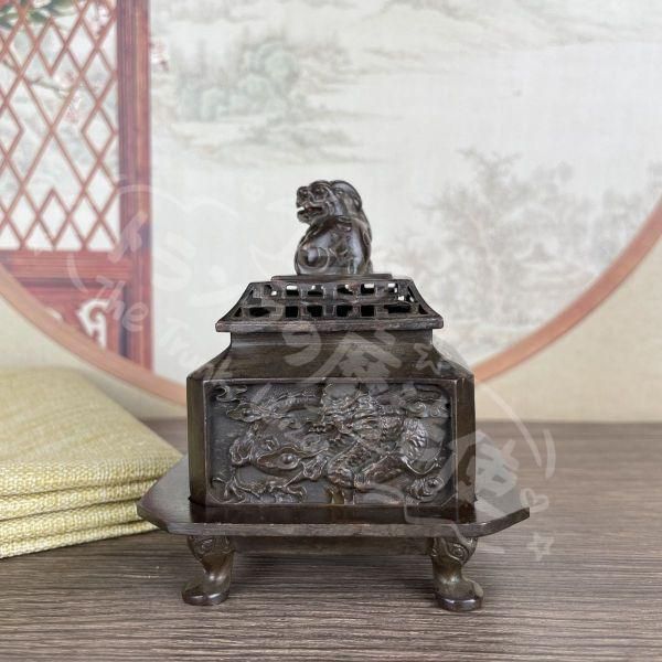 新年ギフト浮彫四神獣香炉 三体炉 香道具 仏具 工芸品 美術品 置物