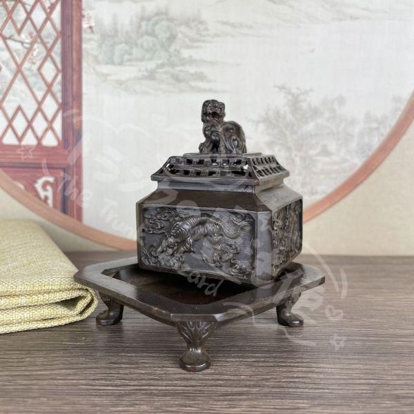 新年ギフト浮彫四神獣香炉 三体炉 香道具 仏具 工芸品 美術品 置物