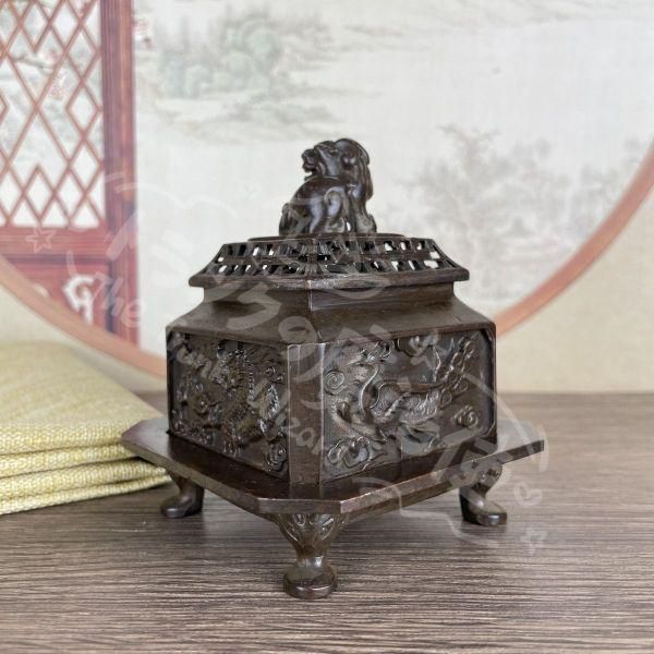 新年ギフト浮彫四神獣香炉 三体炉 香道具 仏具 工芸品 美術品 置物