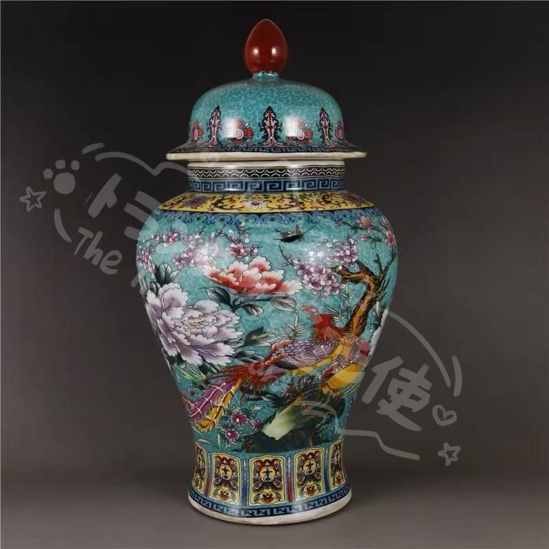 新年ギフト琺瑯彩祥鳳凰花鳥将軍壺 景徳鎮 陶磁器 装飾品 現代工芸品