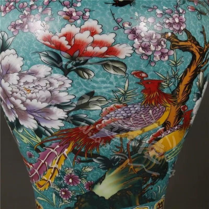 新年ギフト琺瑯彩祥鳳凰花鳥将軍壺 景徳鎮 陶磁器 装飾品 現代工芸品