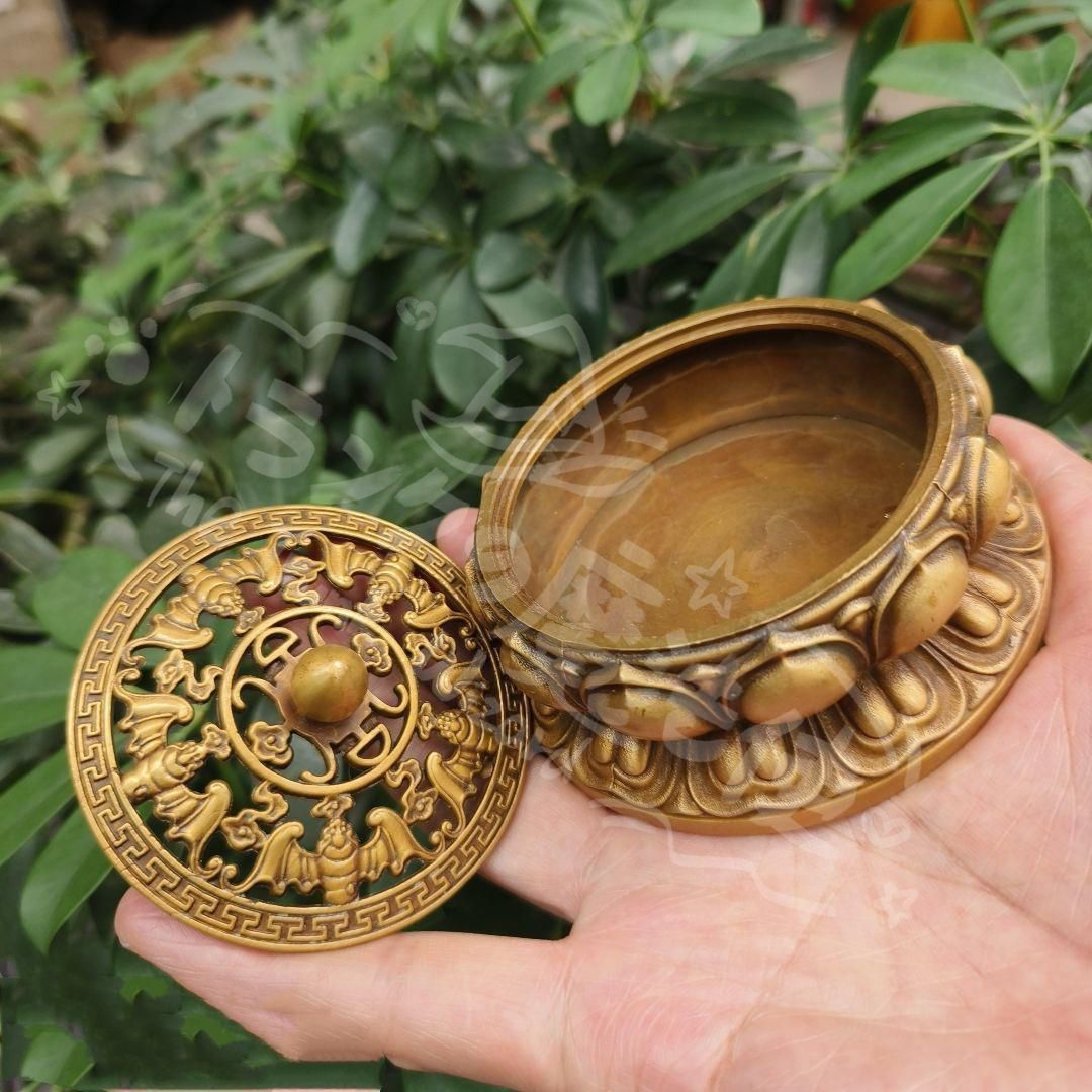 新年ギフト銅製 蓮華香炉 香道具 薫香炉 工芸品 置物CZW1207P1017