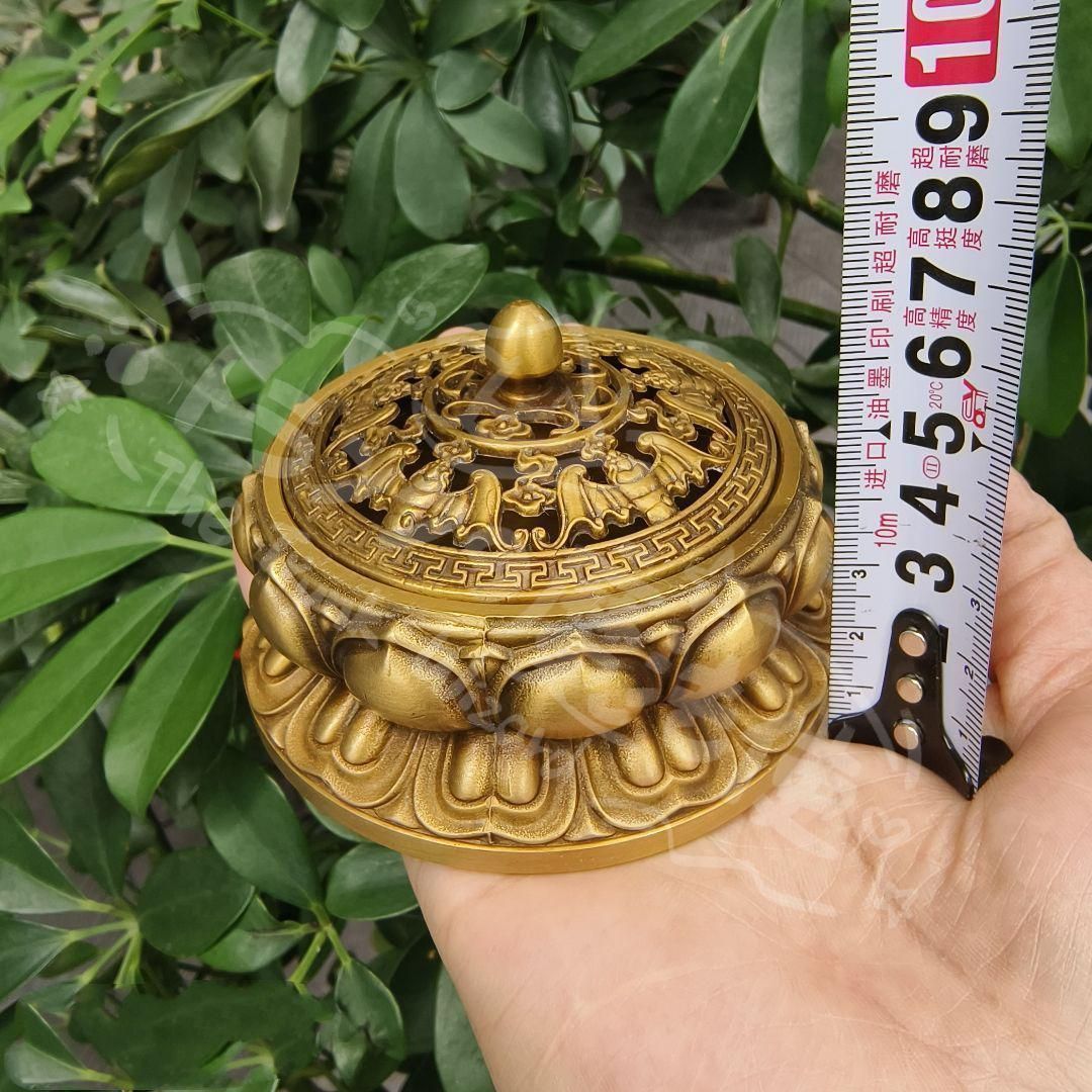 新年ギフト銅製 蓮華香炉 香道具 薫香炉 工芸品 置物CZW1207P1017