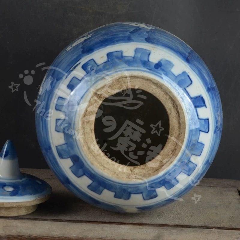 新年ギフト清末藍底氷梅冬瓜壇 賞物観賞瓶 景徳鎮 陶磁器 装飾品 現代