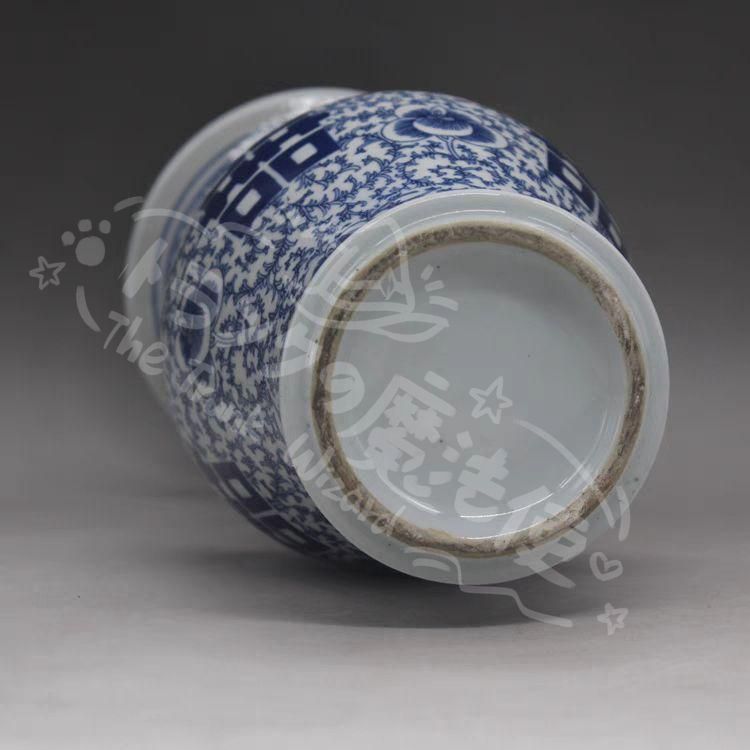 新年ギフト青花双喜 花瓶 賞物観賞瓶 景徳鎮 陶磁器 装飾品 現代工芸品