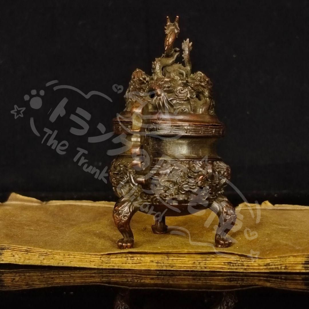 新年ギフト銅製九龍鼎 九龍丹炉 香炉塔 装飾品 工芸品 美術品 置物