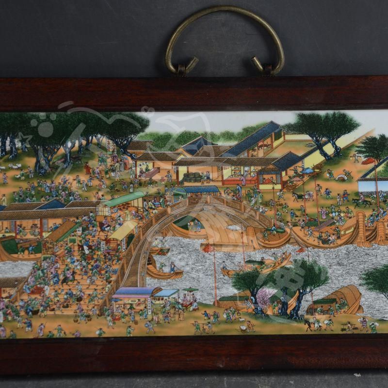 新年ギフト景徳鎮 陶板画清明上河図 応接間 書斎 懸掛 装飾品 現代工芸
