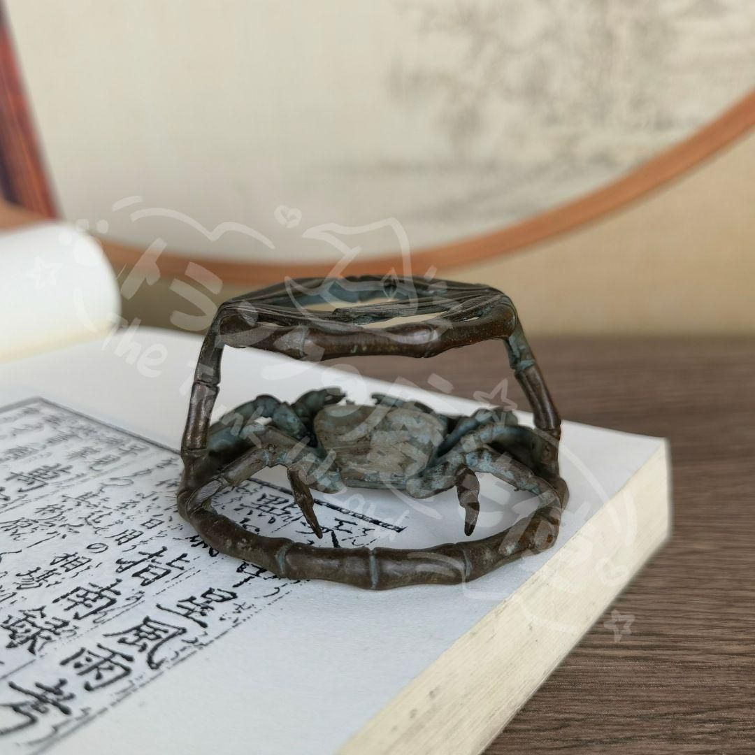 新年ギフト銅 細工 茶道具 香道具 蓋置 置物 カニ 銅製CZW1207P574
