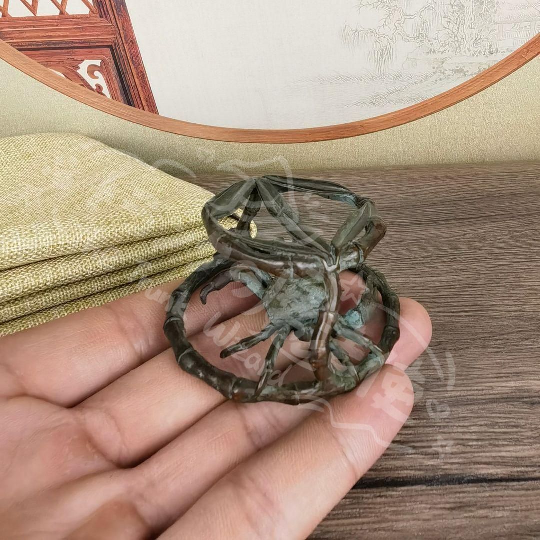 新年ギフト銅 細工 茶道具 香道具 蓋置 置物 カニ 銅製CZW1207P574