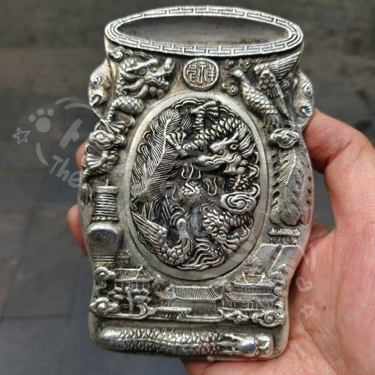 新年ギフト龍鳳 めでたい 竹形 すずり 書道具 文房具 現代工芸品 美術品 置物