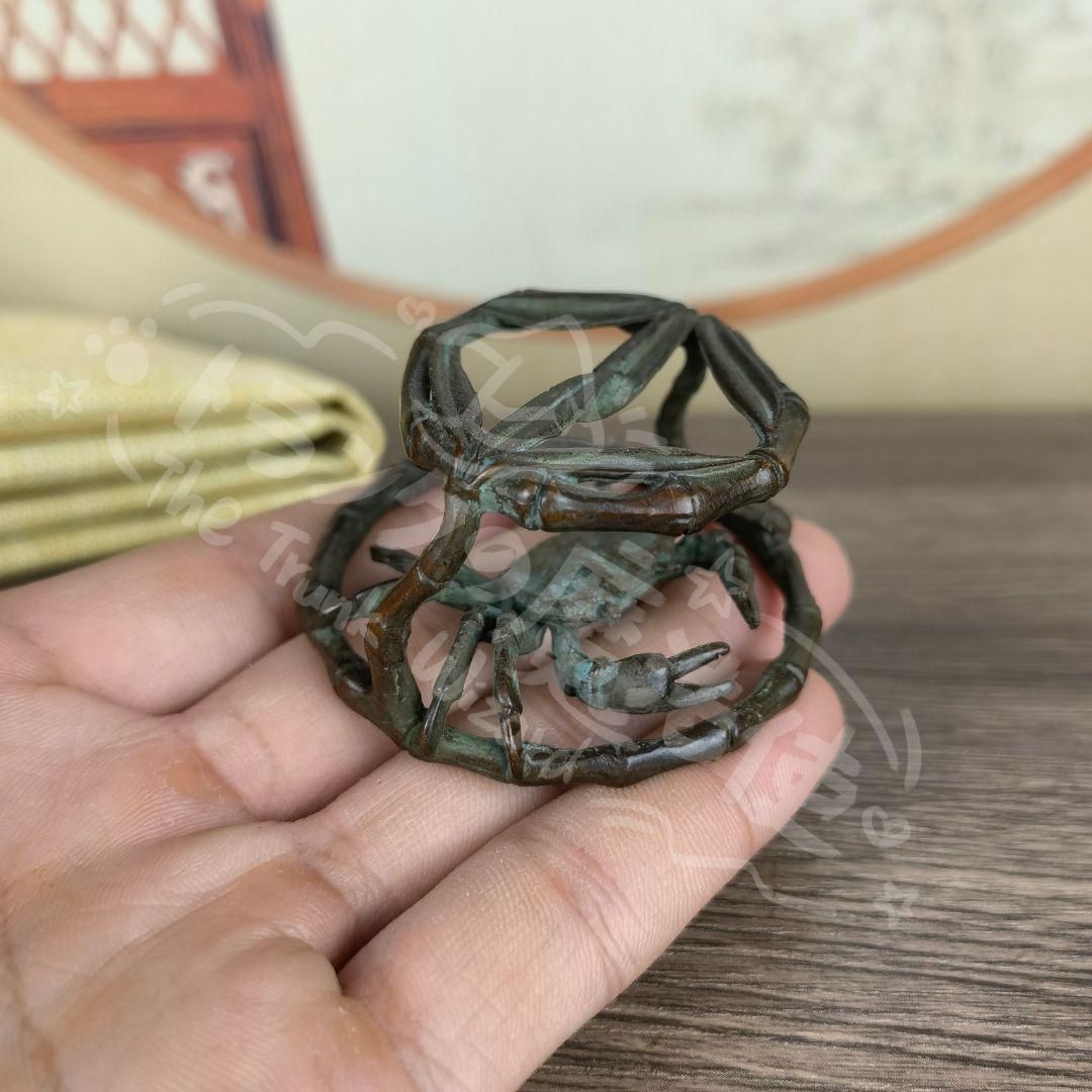 新年ギフト銅 細工 茶道具 香道具 蓋置 置物 カニ 銅製CZW1207P574