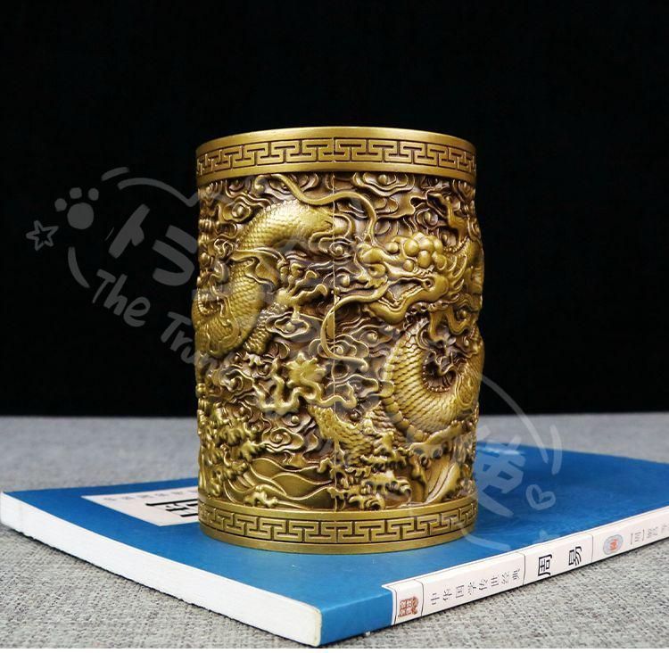 新年ギフト銅器 盤竜の 筆箱 書道具 文房具 現代 置物