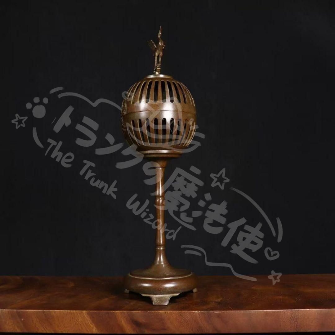 新年ギフト銅製 鶴守宮灯香炉檀香炉 禅意 茶室薫香炉 香道具 装飾品 置物