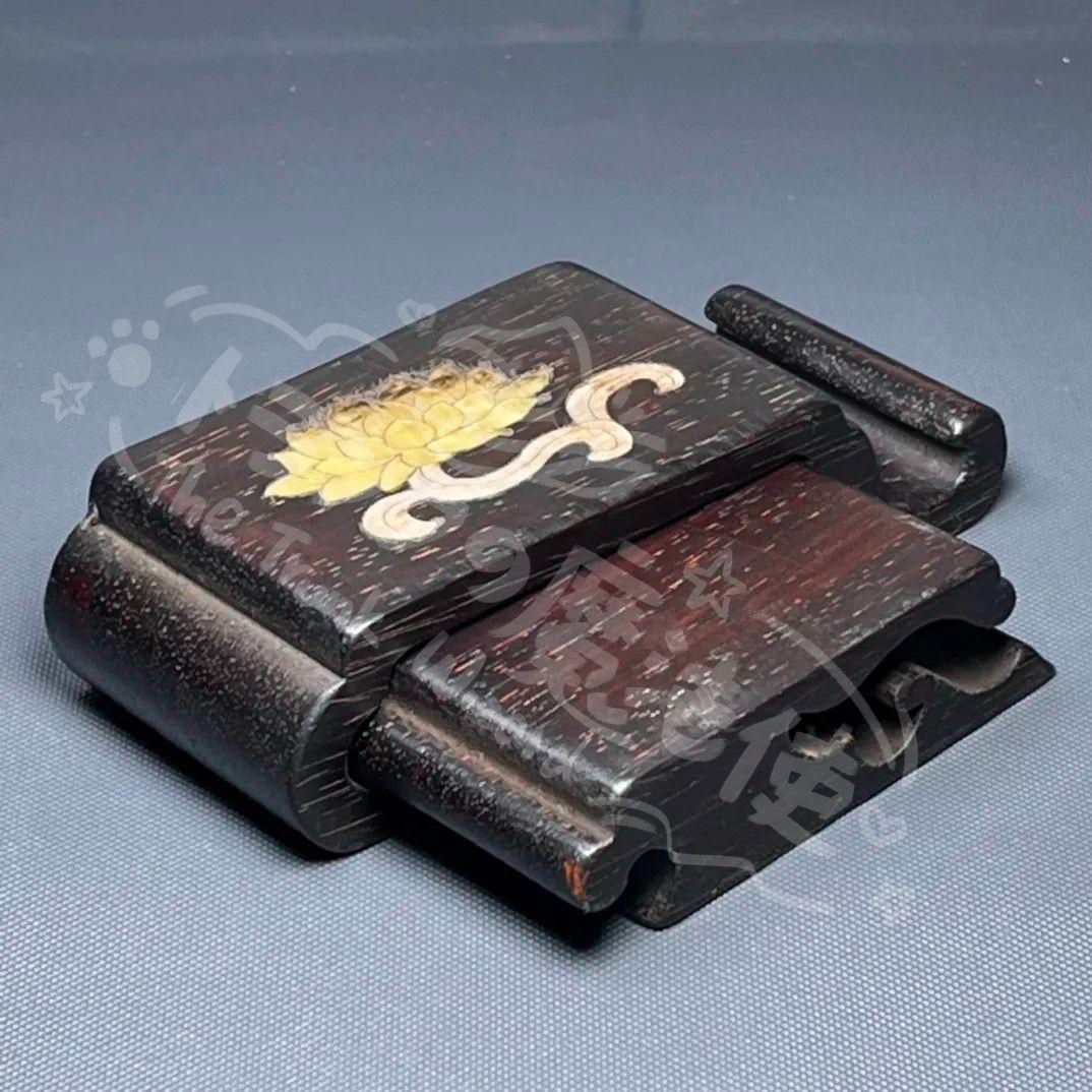 新年ギフト檀木 象嵌貝殻 墨床 机面 筆架文房置物 案頭 筆棚 書道具 現代