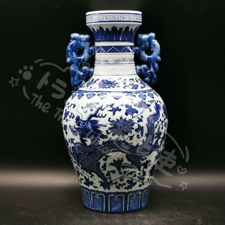 新年ギフト大清乾隆青花龍着花瓶 景徳鎮 陶磁器 装飾品 現代工芸品 美術品 置物