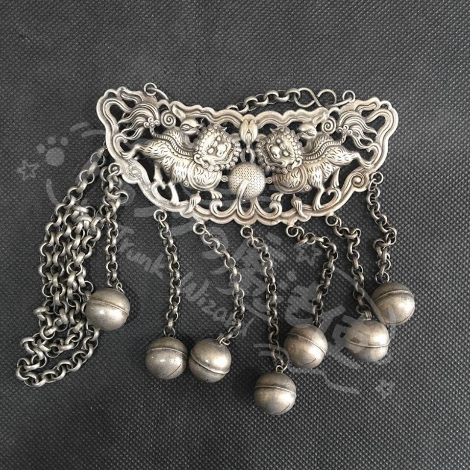 新年ギフト銅 細工 双獅子が 球を取り合う 銅錠 装飾品 置物