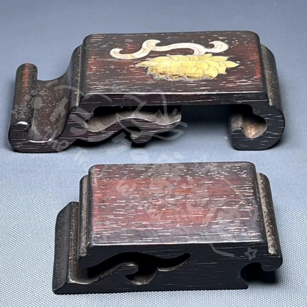 新年ギフト檀木 象嵌貝殻 墨床 机面 筆架文房置物 案頭 筆棚 書道具 現代