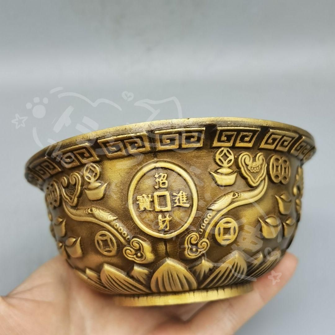 新年ギフト銅器 銅碗 招財進宝 聚宝盆 香炉 開運風水 装飾品 工芸品