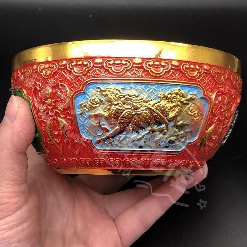 新年ギフト銅器 聚宝盆 金麒麟聚宝盆 応接間 玄関 招財 開運 装飾品 置物