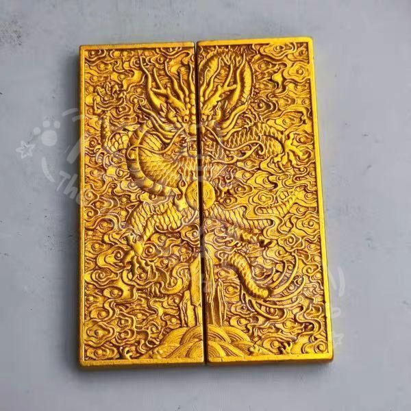 新年ギフト明朝 双龍トークン 書道具 文房具 現代 置物