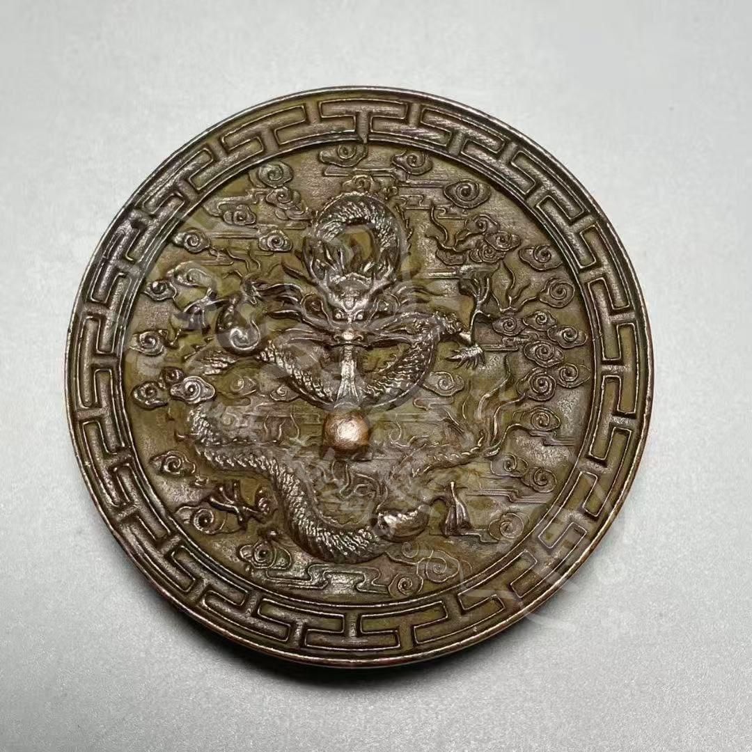 新年ギフト銅製 ドラゴン吸水印泥ケース 書道具 文房具 置物