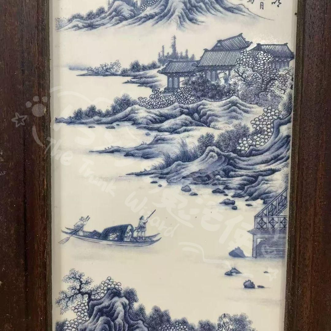 新年ギフト景徳鎮 青花春和景明陶板画 応接間 書斎 装飾品 工芸品 美術