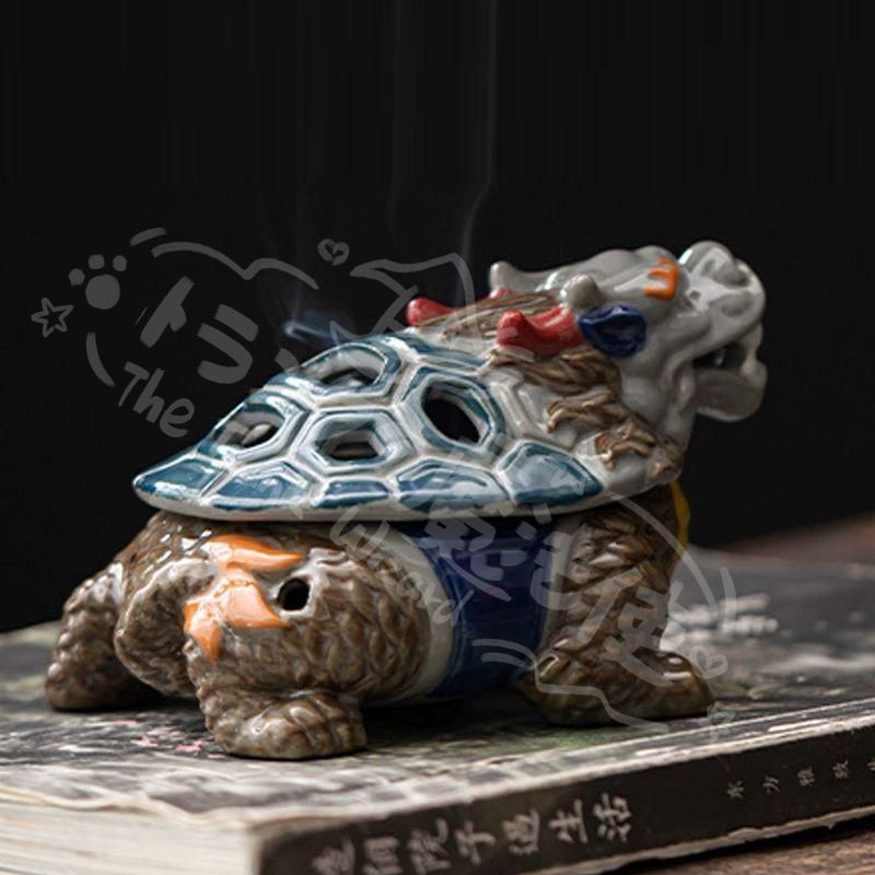 新年ギフト彩陶竜亀盤香炉 神獣薫香炉 茶道具 香道具 装飾品 工芸品