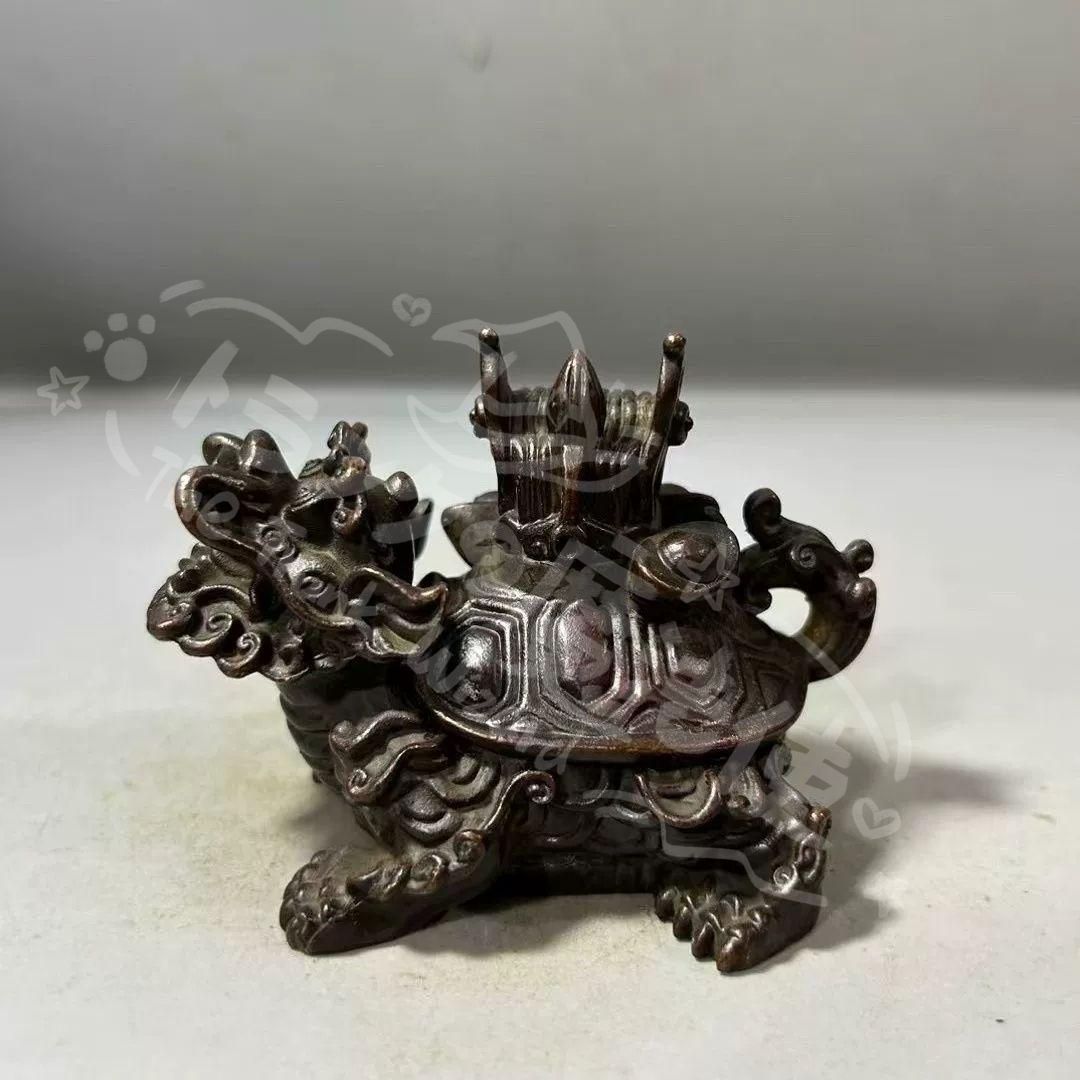 新年ギフト銅製 香炉 官帽亀 竜亀 風水炉 茶道具 香道具 置物