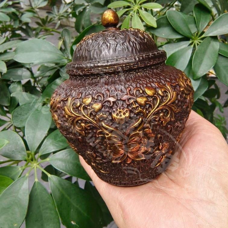 新年ギフト銅 細工 のレリーフお花お 茶の缶 装飾品 現代 置物