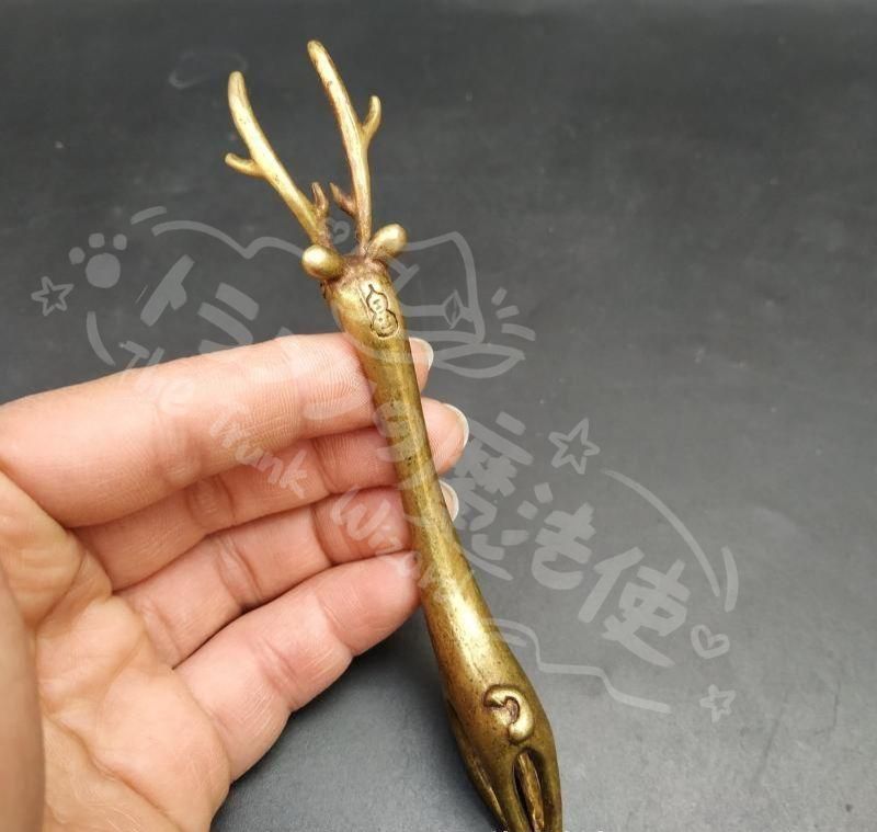  新年ギフト銅 細工 茶道具 小鹿銅壺叉 置物 金属工芸 工芸品