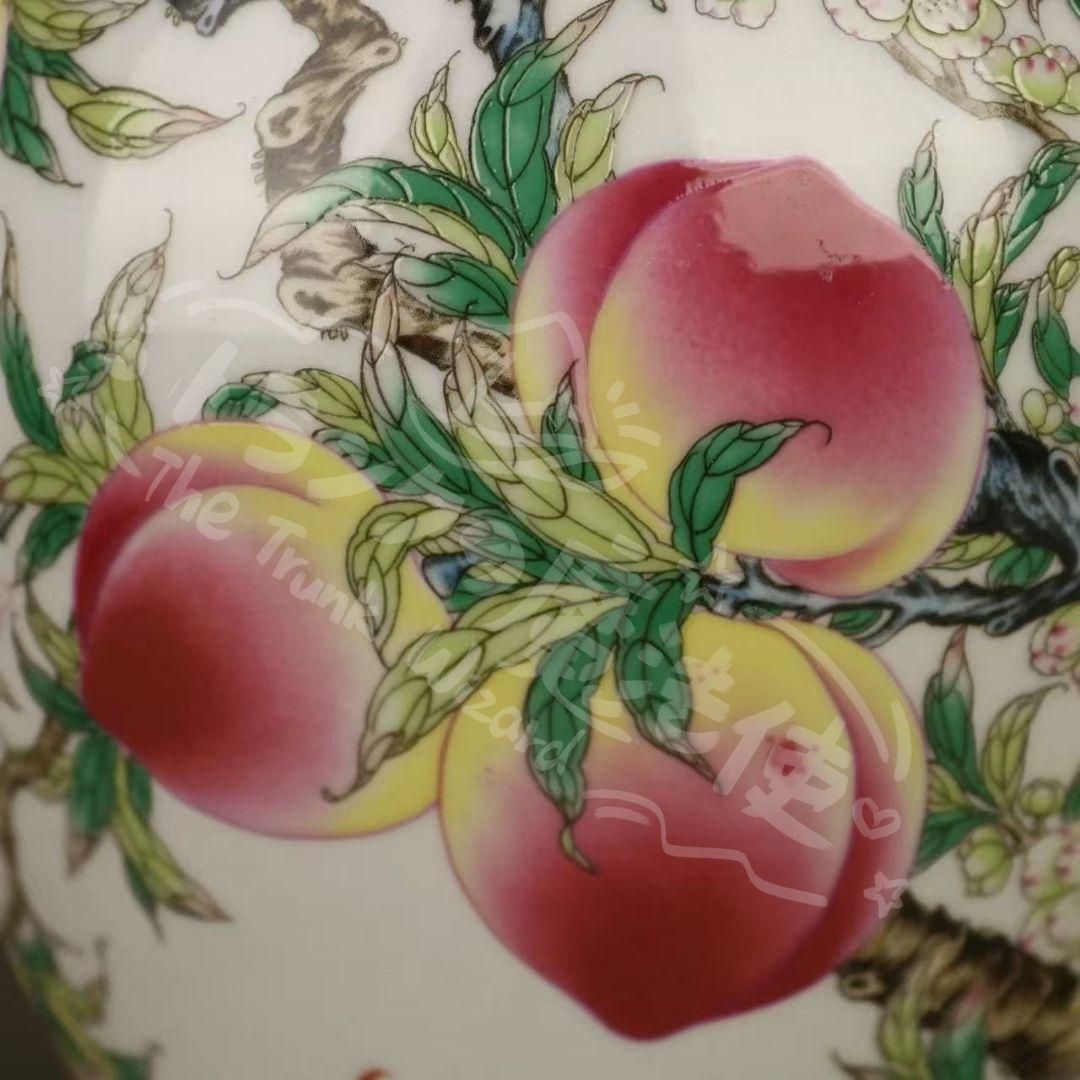 新年ギフト乾隆粉彩福寿九桃将軍缶 景徳鎮 陶磁器 装飾品 現代工芸品