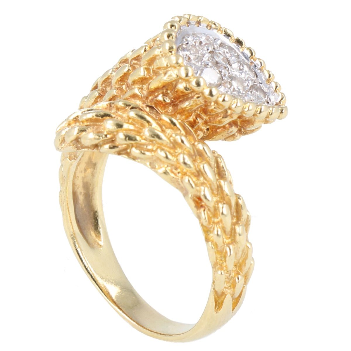 K 18 ダイヤモンド 0.30 ct デザインリング 指輪 イエローゴールド YG 9.5 g 約13.5号 レディース ジュエリー 宝石 アクセサリー -B 9304