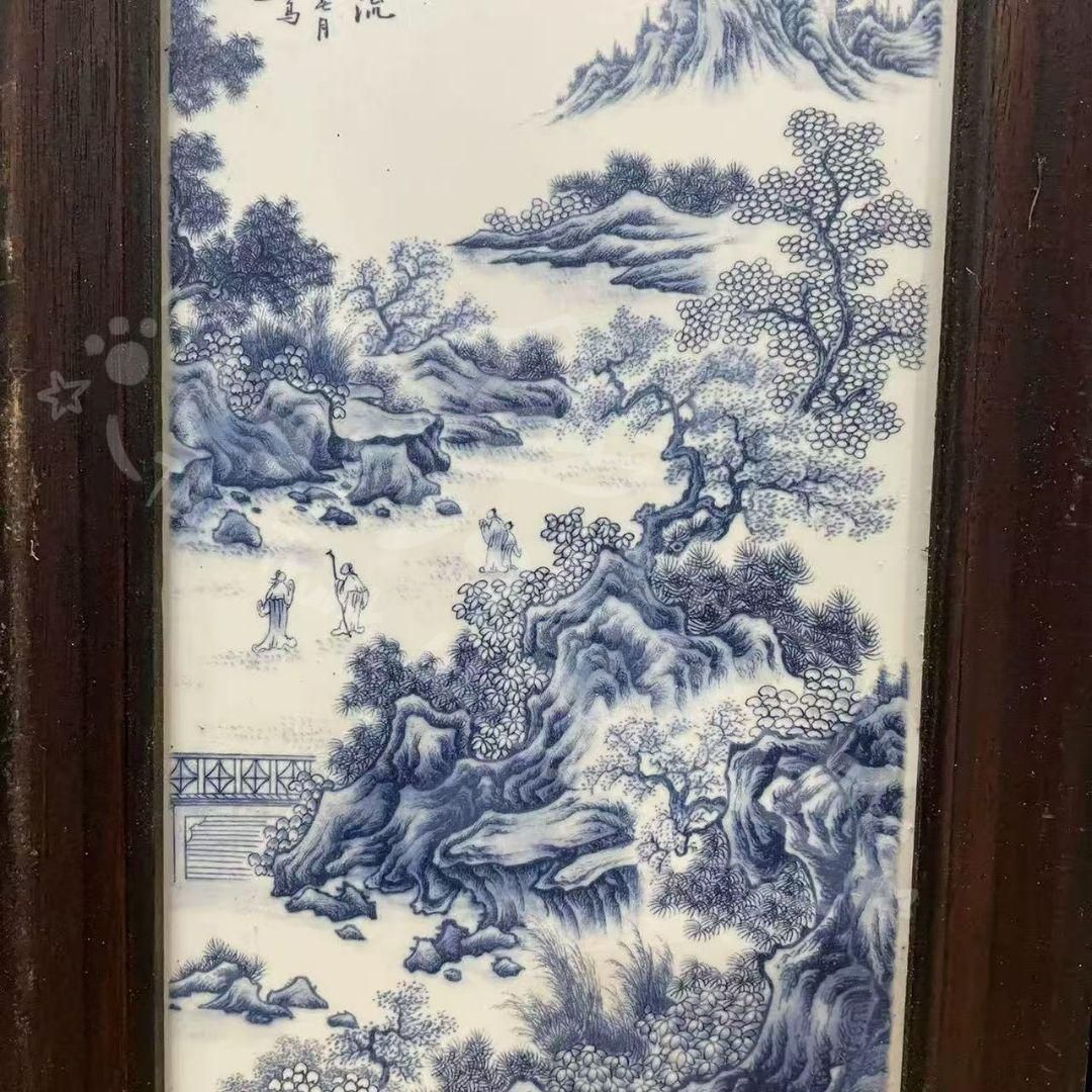 新年ギフト景徳鎮 青花春和景明陶板画 応接間 書斎 装飾品 工芸品 美術