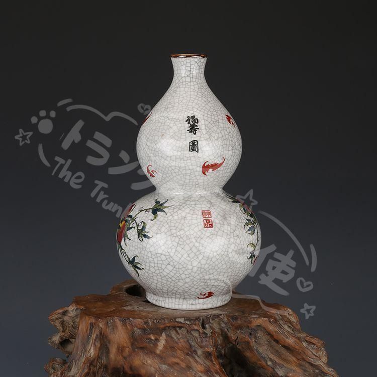 新年ギフト大清乾隆粉彩九桃紋瓢瓶 景徳鎮 陶磁器 装飾品 現代工芸品