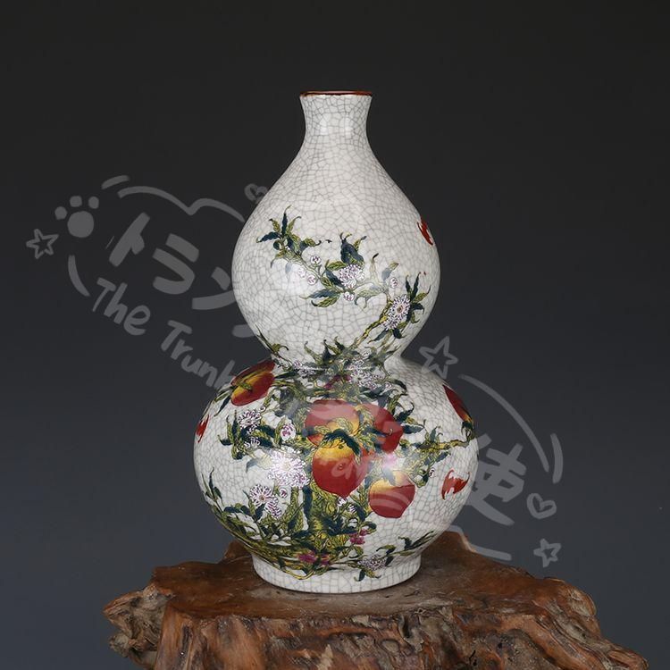 新年ギフト大清乾隆粉彩九桃紋瓢瓶 景徳鎮 陶磁器 装飾品 現代工芸品