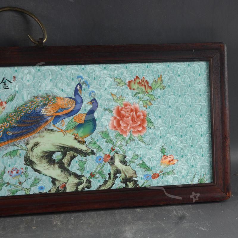 新年ギフト景徳鎮 パステル金?玉羽陶板画 応接間 玄関 茶室 書斎 装飾