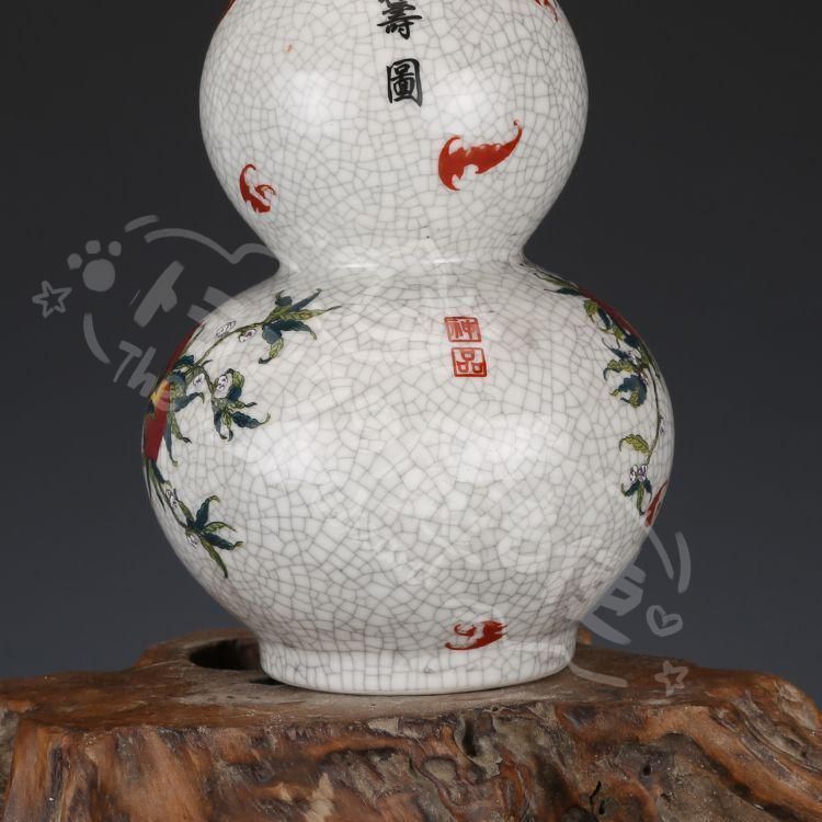 新年ギフト大清乾隆粉彩九桃紋瓢瓶 景徳鎮 陶磁器 装飾品 現代工芸品