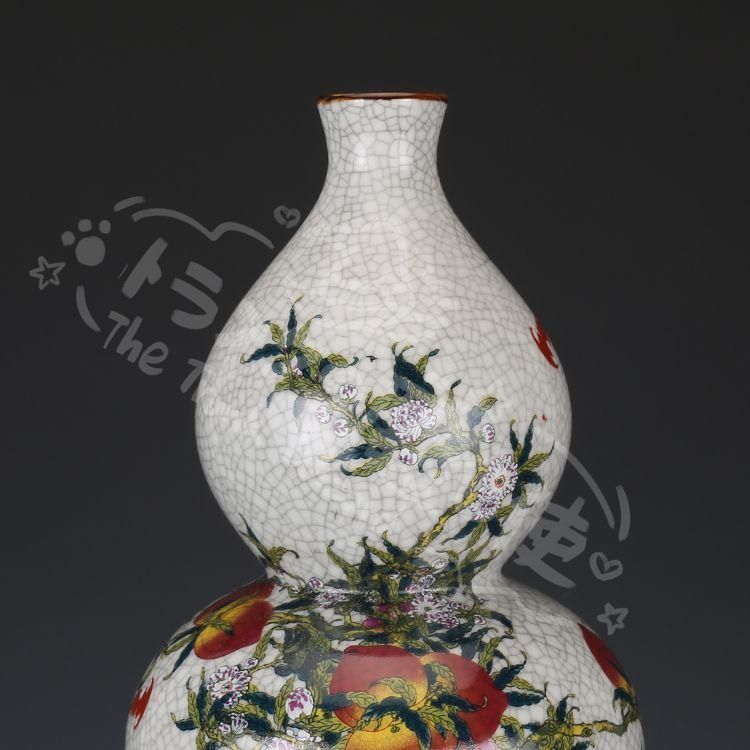新年ギフト大清乾隆粉彩九桃紋瓢瓶 景徳鎮 陶磁器 装飾品 現代工芸品