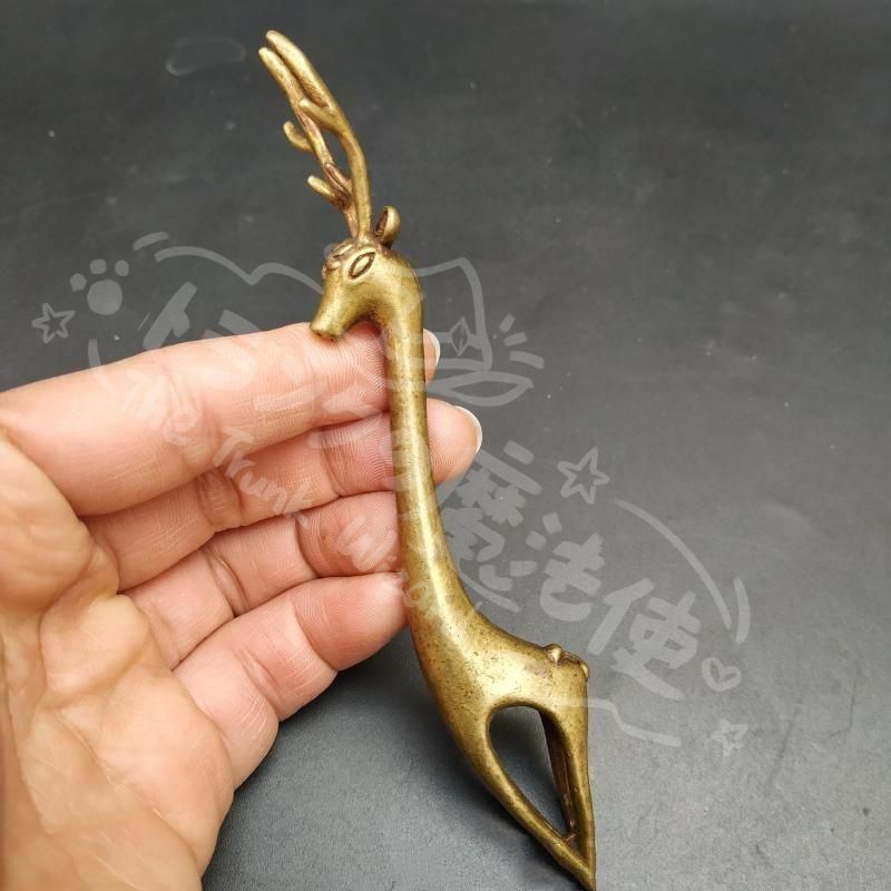 新年ギフト銅 細工 茶道具 小鹿銅壺叉 置物