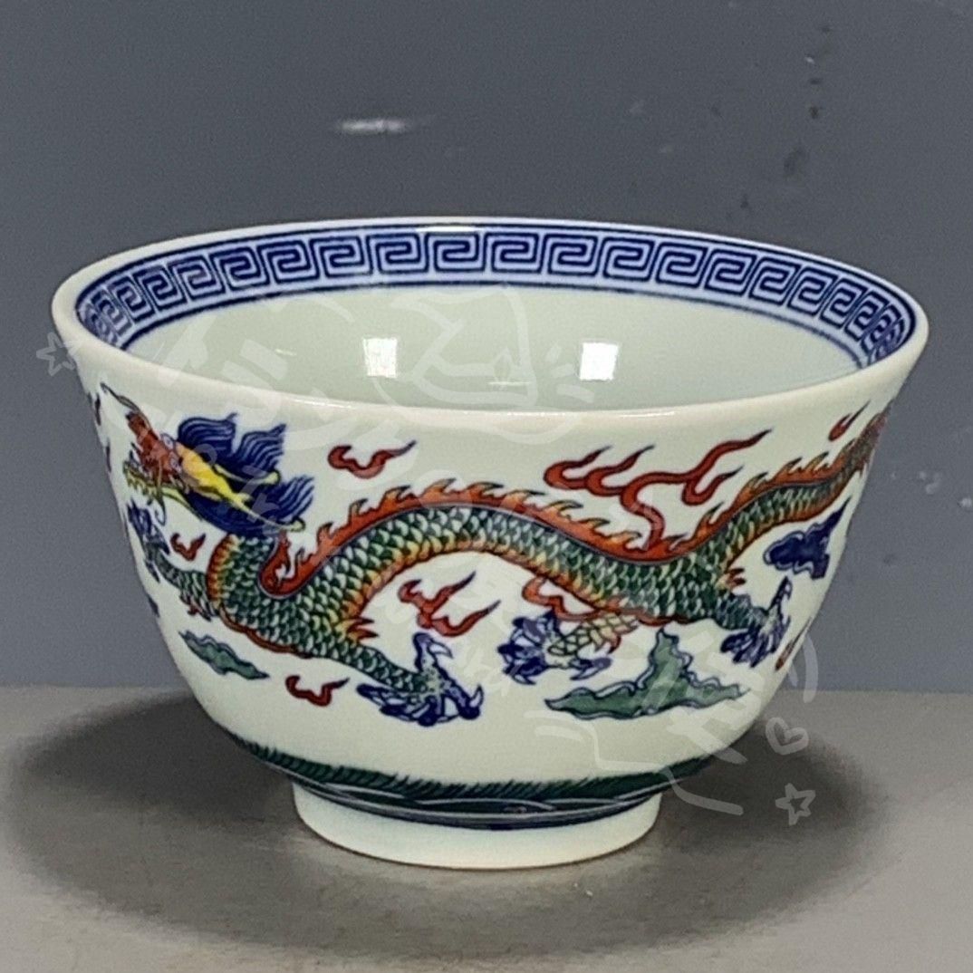 新年ギフト清代乾隆 五彩龍鳳主人杯 茶器 中国景徳鎮 現代工芸品 美術