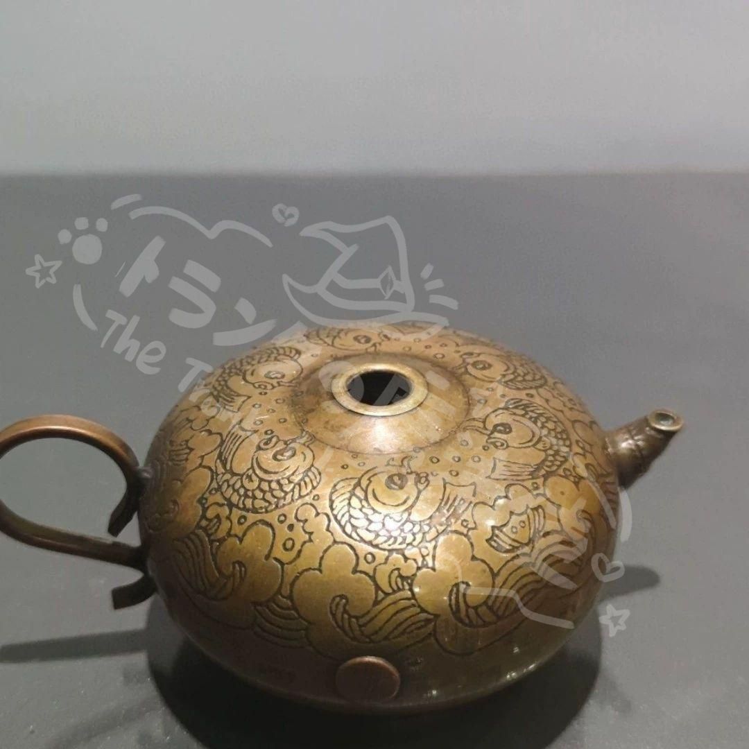 新年ギフト銅 細工 水滴壺 硯滴 文房用品 書道具 文房具 置物 ヴィンテージ家具 金属工芸 