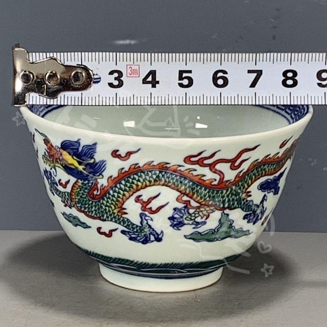 新年ギフト清代乾隆 五彩龍鳳主人杯 茶器 中国景徳鎮 現代工芸品 美術