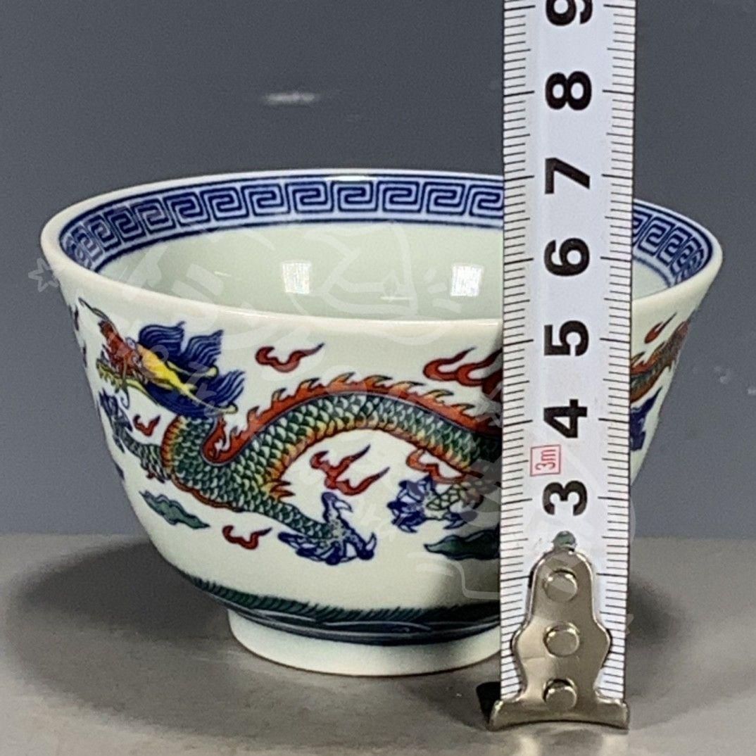 新年ギフト清代乾隆 五彩龍鳳主人杯 茶器 中国景徳鎮 現代工芸品 美術