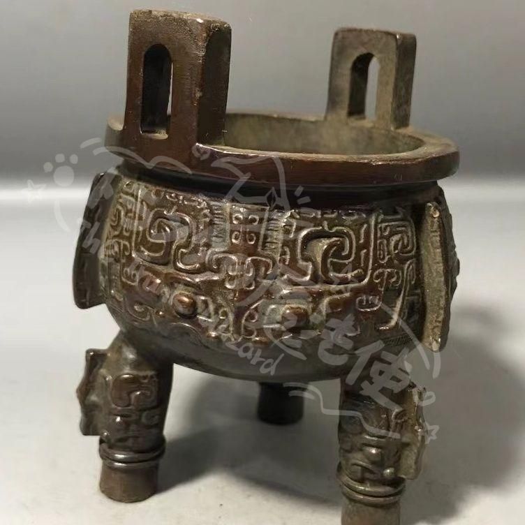 新年ギフト三本足鼎 獣面紋西周紋紋衝耳香炉 装飾品 現代 置物