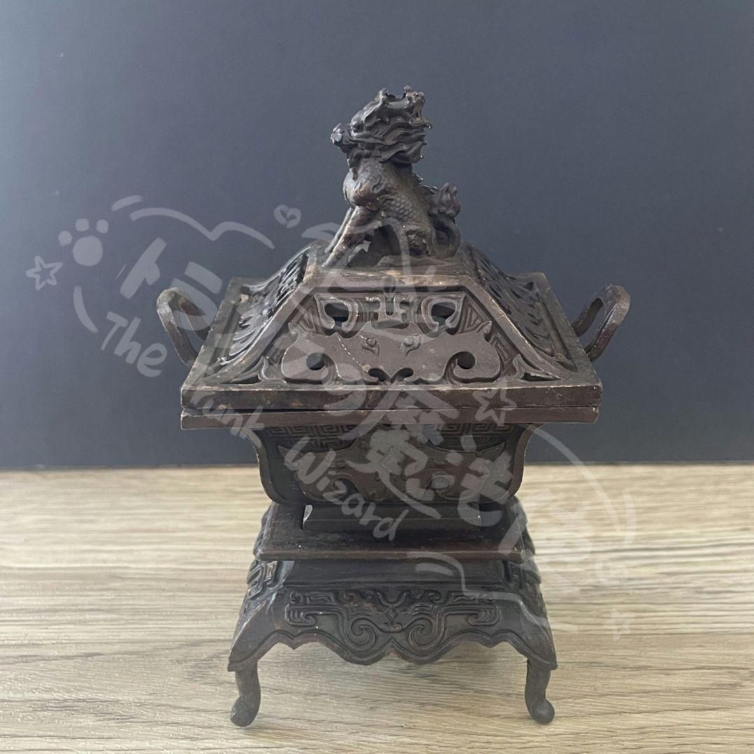 新年ギフト銅器 香炉 竜紋香炉 薫香炉 室内薫香炉 茶道具 香道具 置物