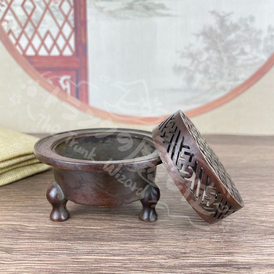  新年ギフト銅製 三本足香炉 香道具 置物 金属工芸 工芸品