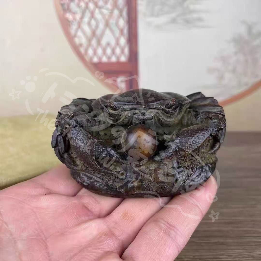 新年ギフト銅細工 八方来財 カニ 茶寵 茶台 装飾品 置物