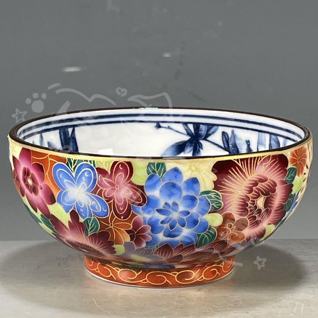 新年ギフト大清乾隆鯖山水花卉図紋碗 景徳鎮 陶磁器 装飾品 現代工芸品