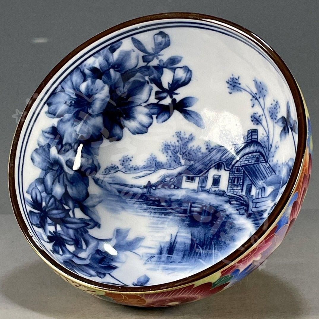 新年ギフト大清乾隆鯖山水花卉図紋碗 景徳鎮 陶磁器 装飾品 現代工芸品