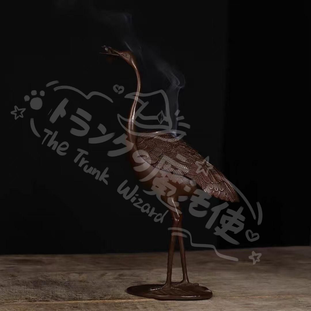 新年ギフト銅製 鶴香炉 室内檀香沈香 香炉 茶道薫炉 香道具 装飾品 置物